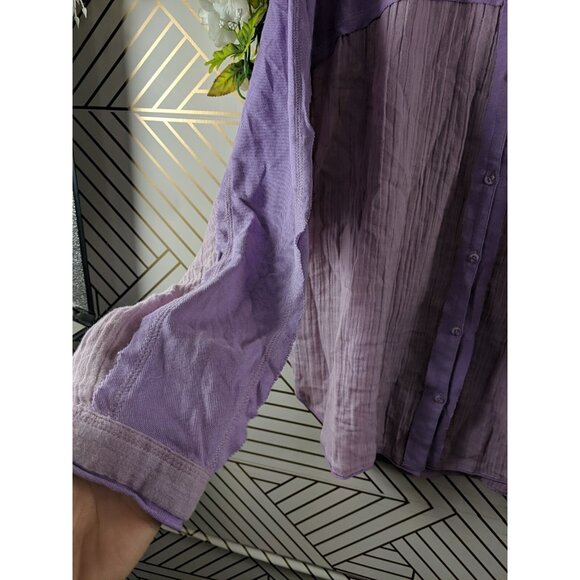 Urban Outfitters Out From Under Purple PALMER Gauze Like Button Up Collar Size L - Picture 5 of 9